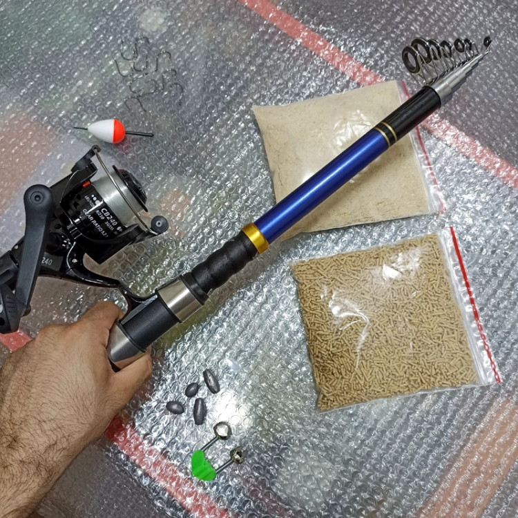 ست ماهیگیری چوب 360 سانت و چرخ 4000 چوب آتلانتیک چرخ کبری نخ ماهیگیری قلاب شناور پک ماهیگیری