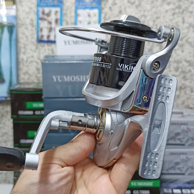 چرخ ماهیگیری 7000 برند وایکینگ مدل BRsilver7000 مناسب برای چوب ماهیگیری لنسر ماهیگیری