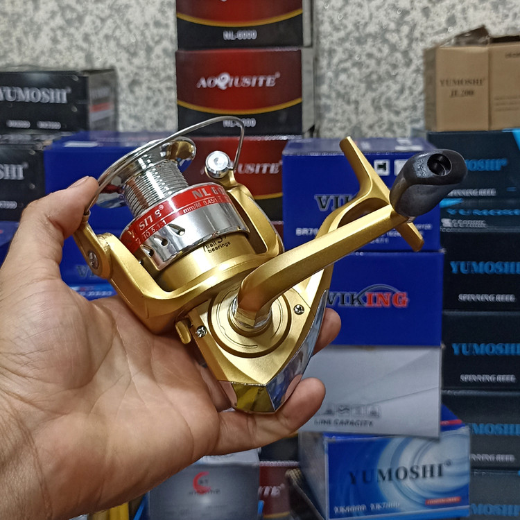 چرخ ماهیگیری 6000 برند اکوستی مدل NL gold 6000 مناسب برای چوب ماهیگیری لنسر ماهیگیری