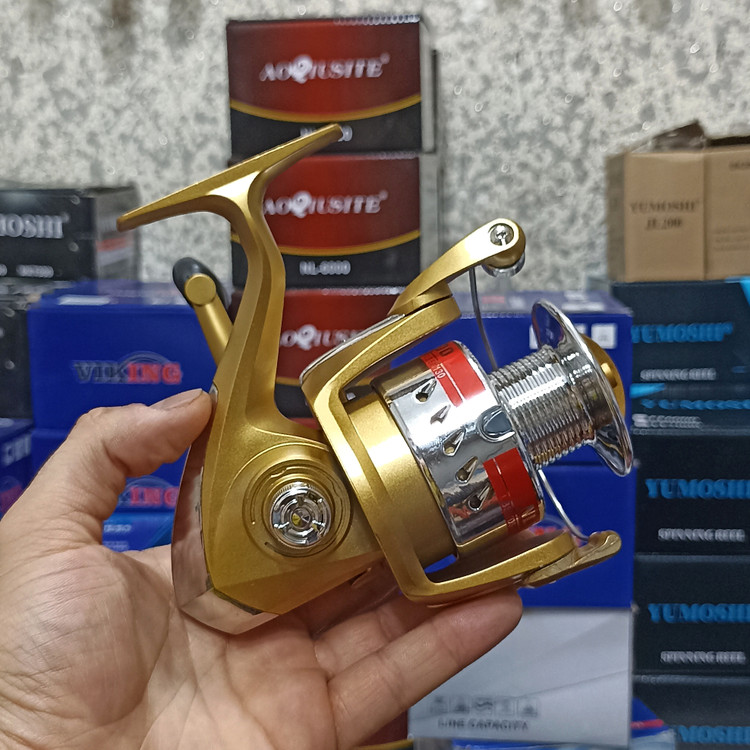چرخ ماهیگیری 6000 برند اکوستی مدل NL gold 6000 مناسب برای چوب ماهیگیری لنسر ماهیگیری