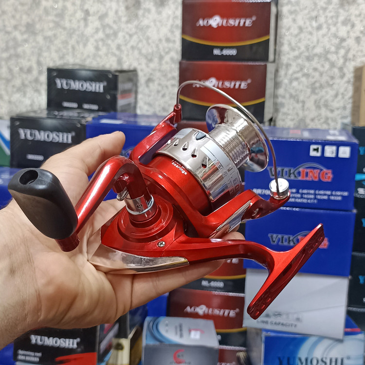 چرخ ماهیگیری 6000 برند اکوستی مدل NL red 6000 مناسب برای چوب ماهیگیری لنسر ماهیگیری