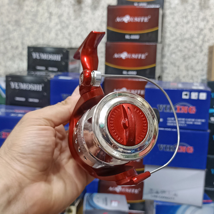 چرخ ماهیگیری 6000 برند اکوستی مدل NL red 6000 مناسب برای چوب ماهیگیری لنسر ماهیگیری