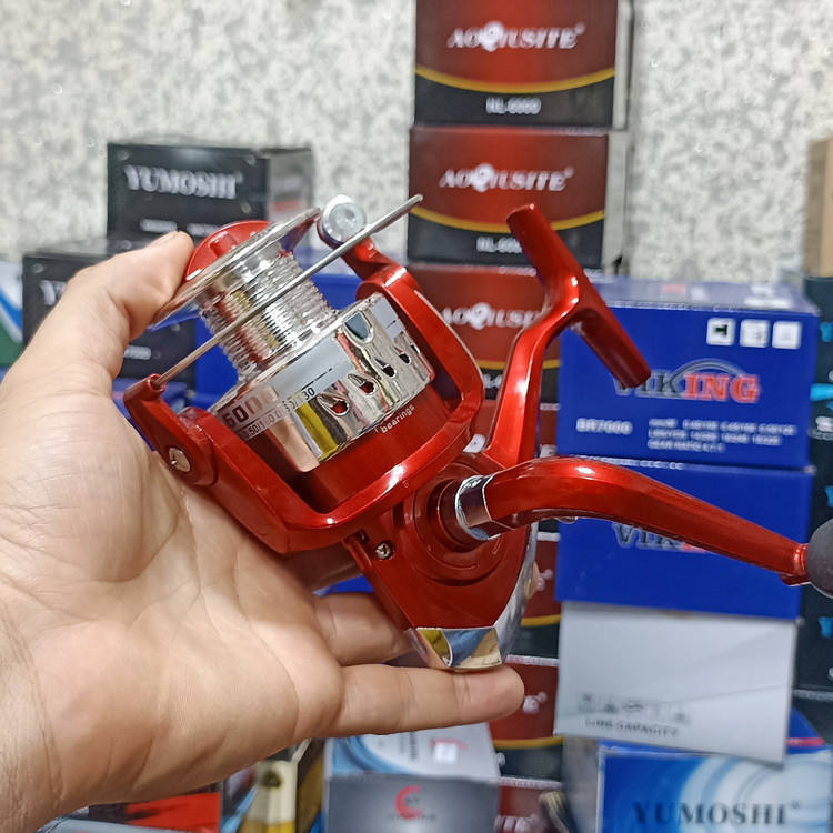 چرخ ماهیگیری 6000 برند اکوستی مدل NL red 6000 مناسب برای چوب ماهیگیری لنسر ماهیگیری