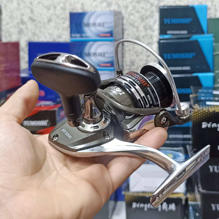 چرخ ماهیگیری 5000 برند یوموشی مدل BY 5000 تمام فلزی مناسب برای چوب ماهیگیری لنسر ماهیگیری