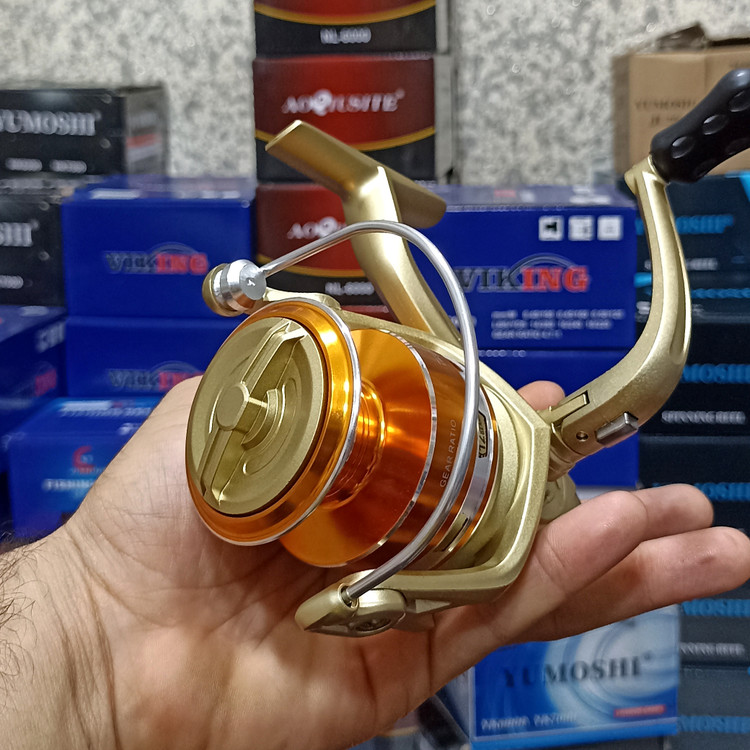 چرخ ماهیگیری 7000 برند مستر مدل AC gold 7000 مناسب برای چوب ماهیگیری لنسر ماهیگیری